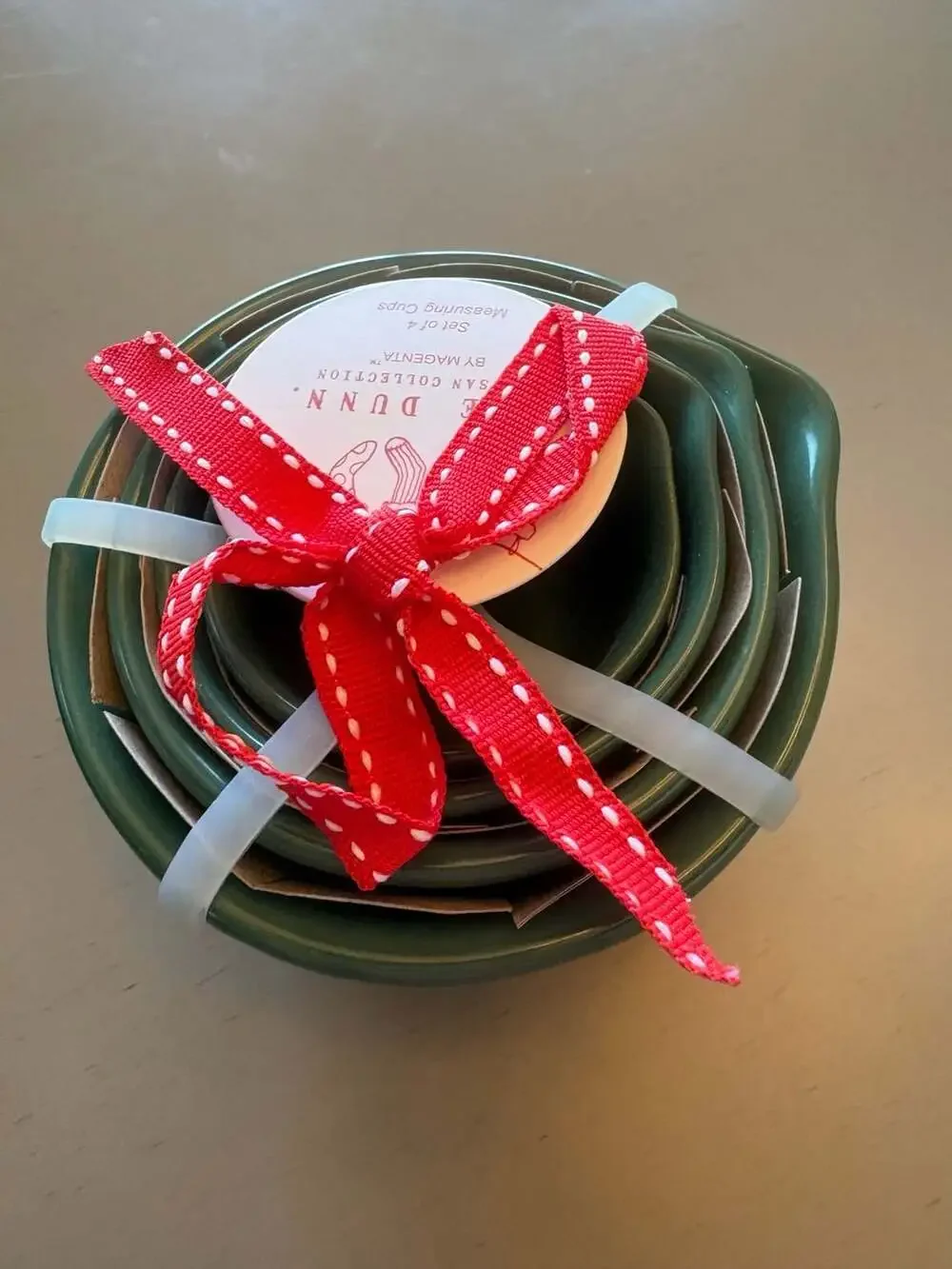 Rae Dunn Green Ceramic Christmas Tree Measuring Cups Set of 4